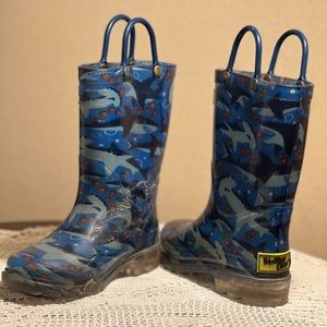 Kids shark rain boots